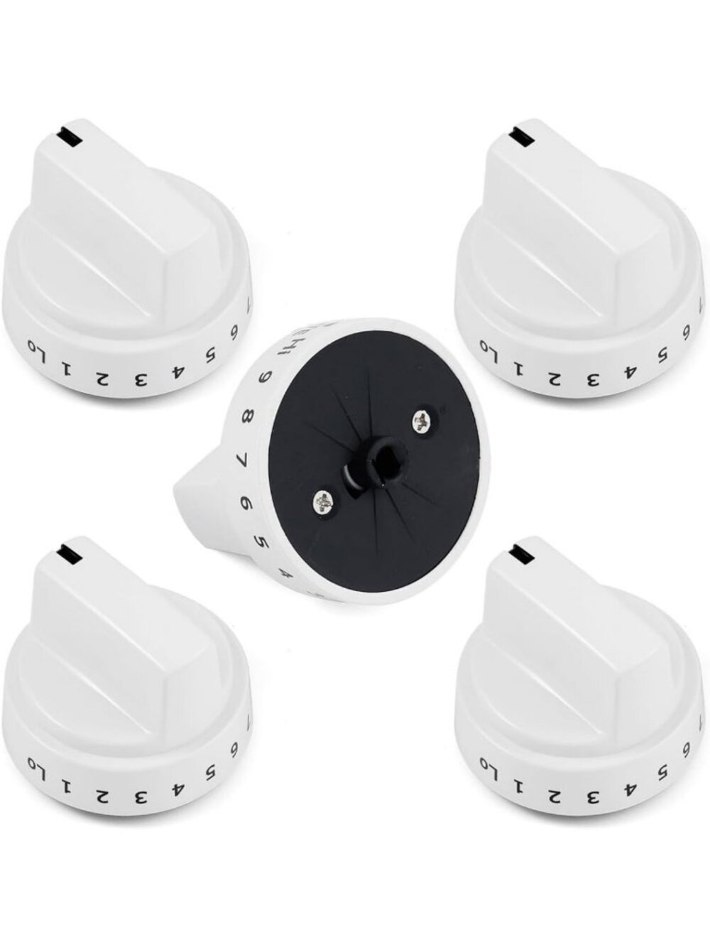 5 Pack White Stove Knobs Replacement for Gas Range & Electric Oven Cooktop